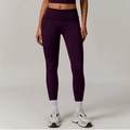 Pantalon de yoga taille haute avec ceinture repliée en tissu élastique prune foncé - S / Bottoms / Violet Raisin