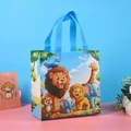 Bolsa de regalo de tela azul claro con animales del bosque y asas azules de niño - Estilo 1