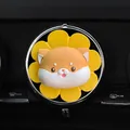 Cute Shiba Inu car vent clip with yellow sunflower design and soft PVC finish - Shiba Inu Flower (2238-1)