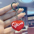 Llavero de corazón rojo de PVC con texto Ci Love en relieve para colgante de bolso - Corazón 3 (Ci Love)