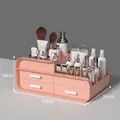 Pink plastic makeup organizer with three drawers and top sections, size 33x20x14cm - Upgraded Material Deluxe 3-Drawer Large Nordic Pink