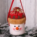 Weihnachts-Geschenktüte mit Schneemann-Motiv, rotem Strickmuster und 3D-Karottennase - Schneemann-Stil Handeimer / Weiß/Rot
