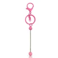 Pink DIY metal beaded keychain featuring a clip and paint-coated decorative spheres - Pink