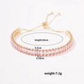 Detail of 18K gold tennis bracelet with pink zircon stones, length 26cm, weight 7.2g - Pink