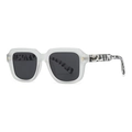 Classic square sunglasses with matte transparent frames and dark gray lenses for women - Transparent Frame Grey Lens