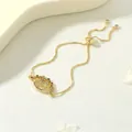 Elegant gold MAMA letter crown bracelet with colorful zircon stones and adjustable box chain - BR1997-J (MOM Crown)