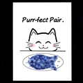 Blue fish-shaped lapis lazuli stone pendant on a cute cat-themed gift card - Blue Spot Stone