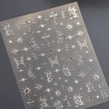 3D metallic silver butterfly and star nail art stickers for Y2K style nails TL-188 - Metallic Silver Butterfly Cross Style (TL-188)