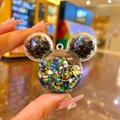 Detailed macro view of clear Mickey-shaped acrylic keychain pendant with colorful stars - Luminous Bubble Bead Mickey Head / 1 Piece (Without Keychain) / Black