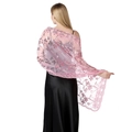 Elegant pink sequined floral lace shawl for wedding bridesmaids and party dresses - Pink