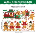 Adesivi murali natalizi con omino di pan di zenzero e pupazzo di neve, set da 18 pezzi - Set Treno di Natale ed Elementi per Feste (UV8ZWL80175T_R) / 18 pezzi/2 fogli (30*90cm)