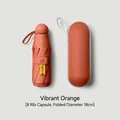 Portable 8-rib mini orange sun umbrella with capsule case and UPF50+ protection - 8 Ribs-With Case / Orange