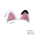 Cute black and white sequin cat ear hair clips with metal duckbill base for kids - Felt Pink Glitter White Cat Hairpin