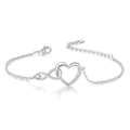 Detailaufnahme von Silberarmband mit Unendlichkeits-Herz-Motiv, Zirkon und Karabiner - Armband / Silber