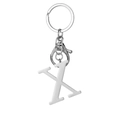 Polished silver stainless steel letter X keychain with lobster clasp and round key ring - Letter X / Steel