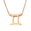 Rose gold stainless steel necklace with Gemini zodiac sign pendant for women - Gemini - Rose Gold