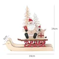 Wooden Christmas sleigh ornament with Santa and XMAS carving, size 6x14x14cm - Santa Gift Style