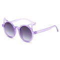 Kids purple translucent cat ear sunglasses with stylish grey gradient lenses - Purple Frame Grey Lens