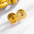 18K gold plated stainless steel hoop earrings with white enamel and concentric ripples - Enamel Circle