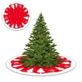 90 cm rote Weihnachtsbaumdecke mit weißen Schneeflocken und Tannenmustern auf weißem Grund - 90CM Pinienwald Gebürsteter Stoff Baumdecke / 90cm