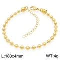 Bracciale a sfere in acciaio inossidabile placcato oro 18K, 4mm con chiusura a moschettone - Bracciale con Perline Dorate (KB203727-Z)