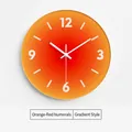 Modern minimalist 12-inch round wall clock with orange gradient glass dial and white numerals - Pink Gradient Digital