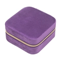 Portagioie portatile in velluto viola con cerniera dorata per anelli e orecchini - 10x10x5cm / Viola