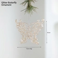 Champagne gold glitter butterfly ornament with hollow wings for Christmas tree decor - Glitter Gold Butterfly