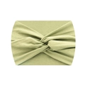 Elastic wide yoga headband in light green knit fabric with stylish cross knot detail - Apple Green