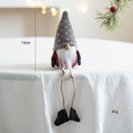 Charmante décoration de lutin de Noël en peluche gris et rouge de 16 cm sur table - Chapeau Gris Corps Rouge Style Assis Jambes Longues (2号)