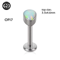 Stud de labret en titane G23 avec une pierre opale OP17 en forme de poire 3,5x4,6mm - Opale OP17