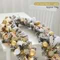 1.8m Flocked Christmas Garland with Gold Ornaments and Warm LED Lights Decoration - 1.8m Gold Garland with Lights
