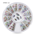 Iridescent rhombus rhinestones nail art charms in white circular 12-slot storage box - AB Rhombus Rhinestones (sp0001-22)