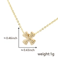 Golden dainty necklace with sparkling zircon clover pendant and dimensions specs - Gold Letter-X