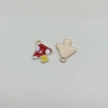 Mushroom alloy charm with red and yellow enamel glaze and golden metal texture - 1.4cm*1.6cm / Red Mushroom