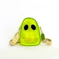 Transparent neon green ghost-shaped PVC crossbody bag with a wavy patterned wide strap - Neon Green