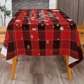 Red and black plaid Christmas tablecloth with white snowflakes and Merry Christmas text - 15 / 152cm*220cm