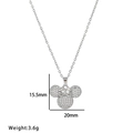 Detailed size view of silver Minnie pendant with crystals: 15.5mm by 20mm, weight 3.6g - 8967 Steel Mickey