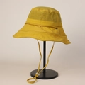 Detailed close-up of a yellow quick-dry sun hat with breathable mesh and wide brim. - M(56-58cm) / Yellow