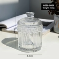 European crystal glass storage jar with sunflower embossed pattern and bud-shaped lid - Small Round Jar (G086-0004)