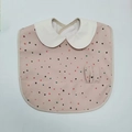 Waterproof baby bib in pink polka dots with a Peter Pan collar and cute rabbit ear details - Wings-shaped Ears With Colorful Dots / One Size