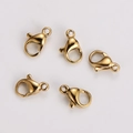 Set di cinque chiusure a moschettone in acciaio inossidabile placcato oro 18k per gioielli - 10mm / Oro 18K