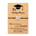 Handmade graduation compass bracelet on 'Going Places' card for students - Silver Compass With Going Places Card