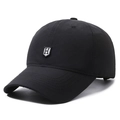 Classic black baseball cap with shield H logo and reinforced stitching on the brim - Adjustable / Black