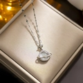 Collana pianeta in acciaio al titanio con pietra occhio di gatto e cristalli su portagioie - Stile Pianeta Occhio di Gatto Argentato (541)
