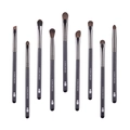 Professional 9-piece eye makeup brush set with dark brown bristles and grey pearlescent handles - 9Pcs Eye Brush Set Pearl Black