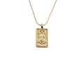 Gold plated copper necklace featuring a geometric tarot chariot pendant with zircon stone - The Chariot Tarot Style