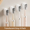 Transparent grey wall-mounted toothbrush dust covers set of 4 for electric toothbrushes - Transparent Gray - 4 Pack