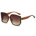 Gafas de sol oversize color té con lentes marrones degradadas y detalles metálicos dorados - Montura Té Lente Té