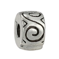 Silver vintage style cube spacer bead with raised spiral patterns for charm bracelets - 044-Stopper (Silver Cube Swirl)